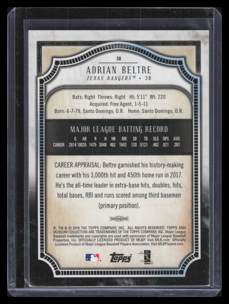 2018 Topps Museum Collection Sapphire 38 Adrian Beltre 136/150