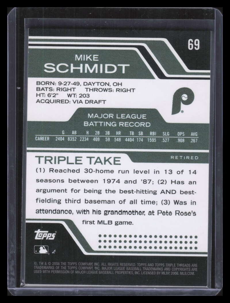 2008 Topps Triple Threads Emerald 69 Mike Schmidt 21/240