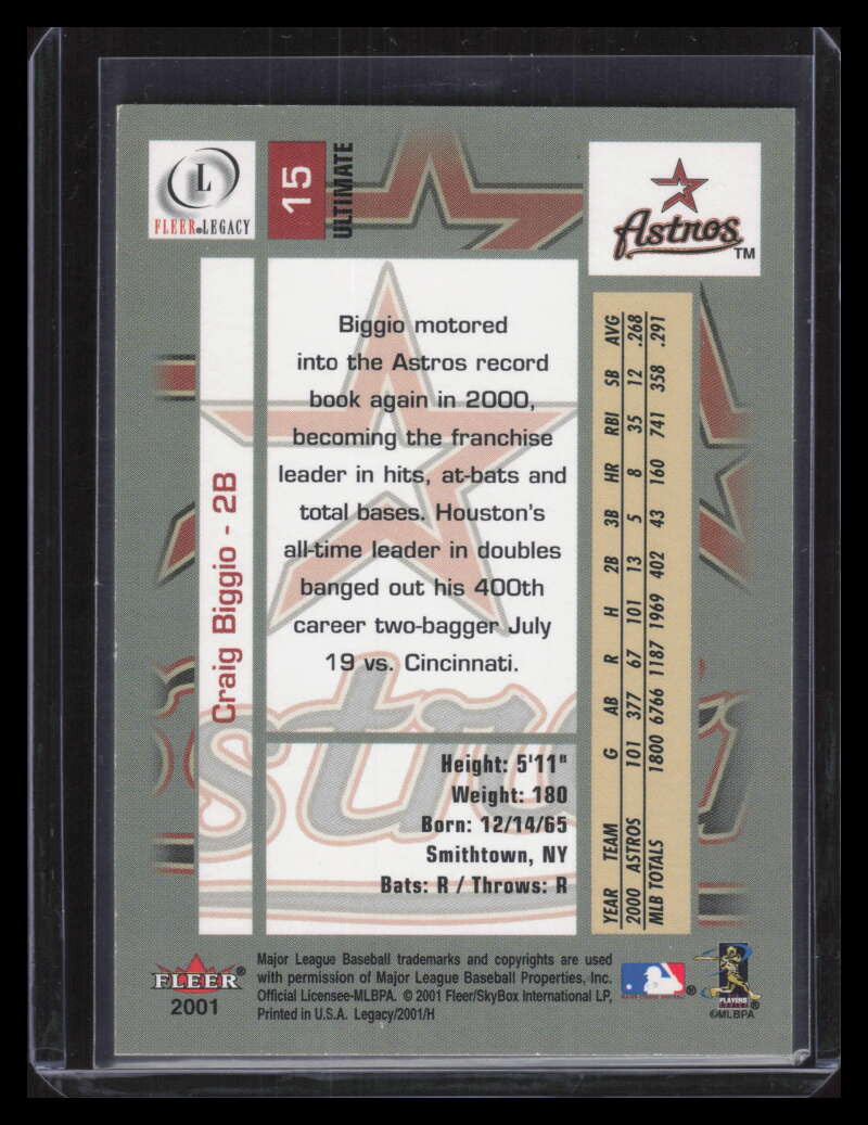 2001 Fleer Legacy Ultimate 15 Craig Biggio 2/250