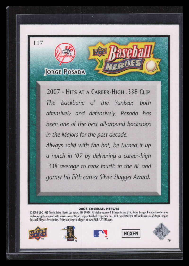 2008 Upper Deck Heroes Sea Green 117 Jorge Posada 10/99