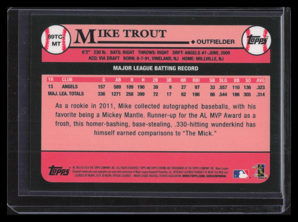 2014 Topps Chrome '89 Chrome Refractor 89tcmt Mike Trout