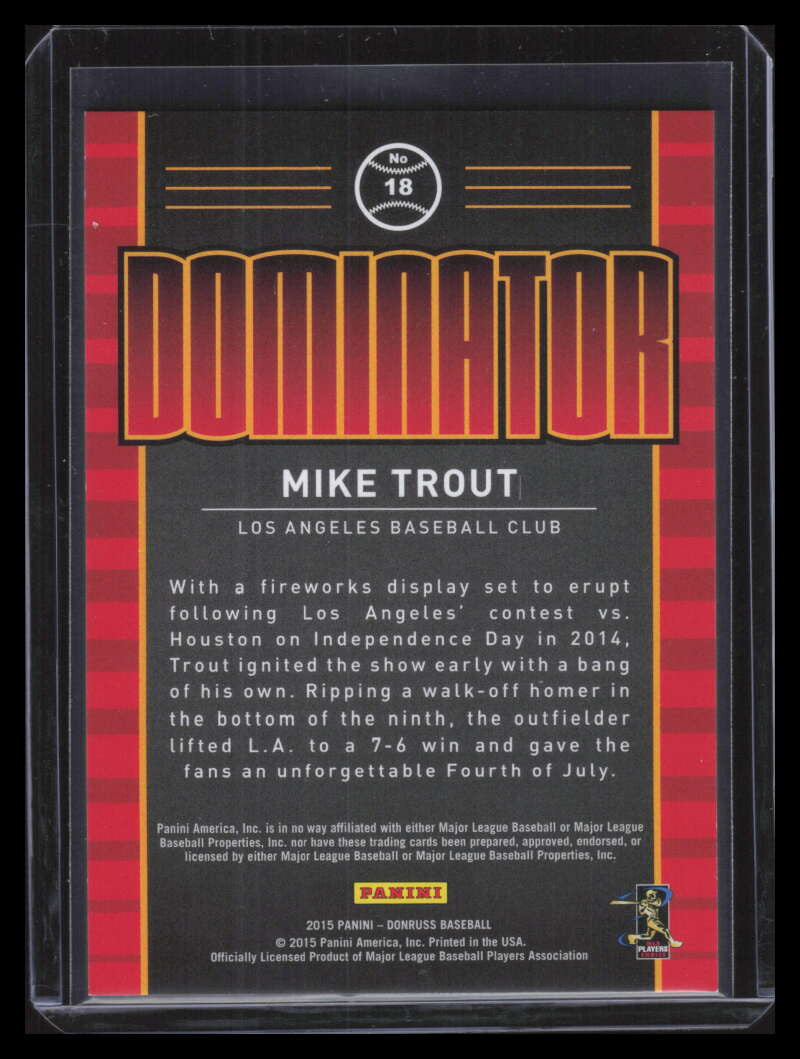 2015 Donruss Elite Inserts Dominator 18 Mike Trout 555/999