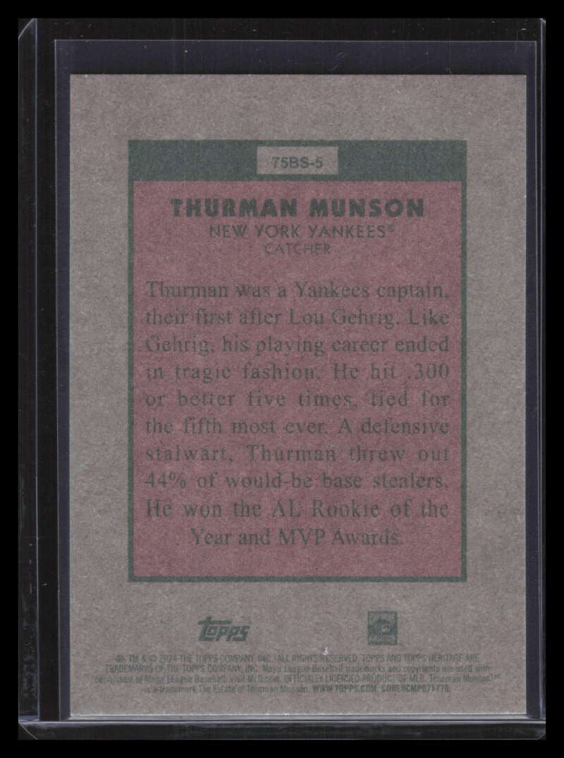 2024 Topps Heritage '75 Baseball Sensations Gold Foil 75bs5 Thurman Munson