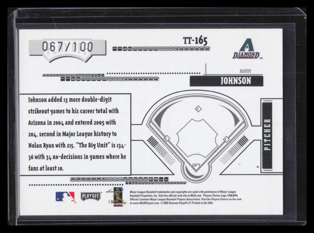 2005 Absolute Tools of the Trade Black tt165 Randy Johnson D'backs 67/100