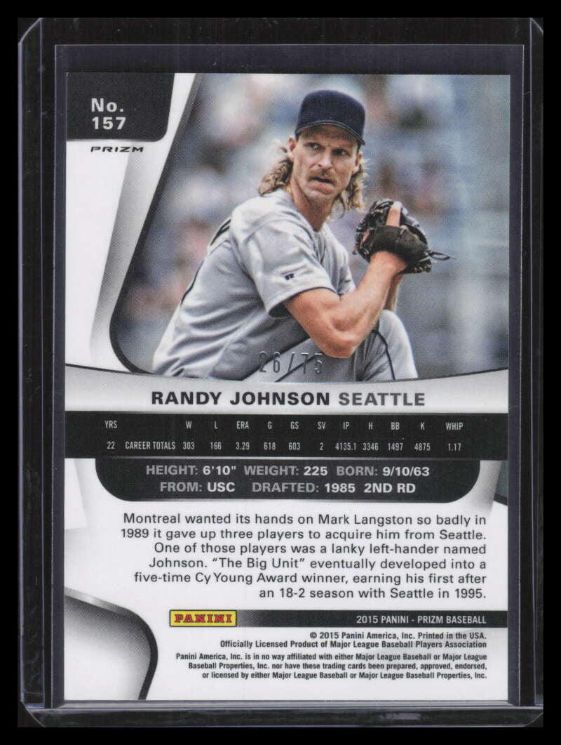 2015 Panini Prizm Prizms Blue Refractor 157 Randy Johnson 26/75