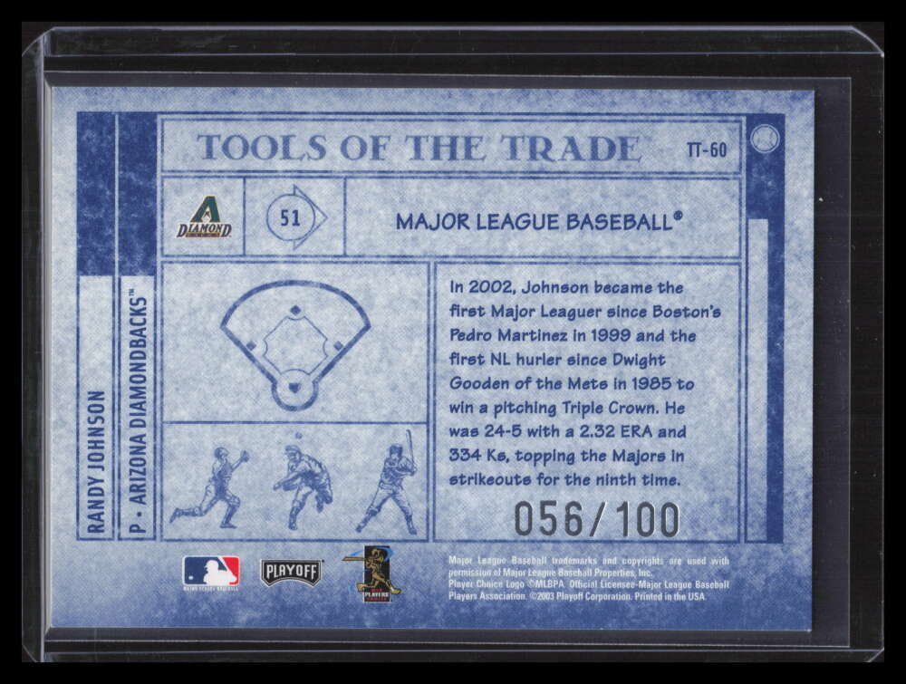 2003 Absolute Memorabilia Tools of the Trade Spectrum tt60 Randy Johnson 56/100