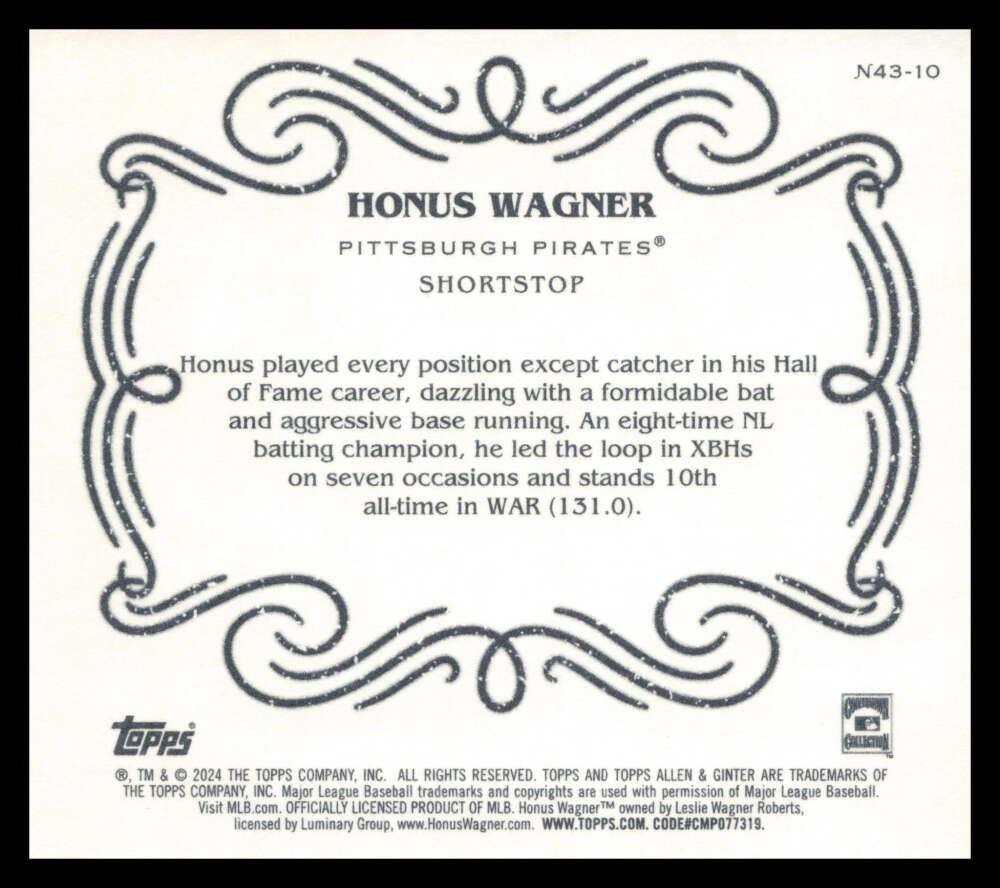 2024 Topps Allen and Ginter n43 Box Toppers n4310 Honus Wagner 148738