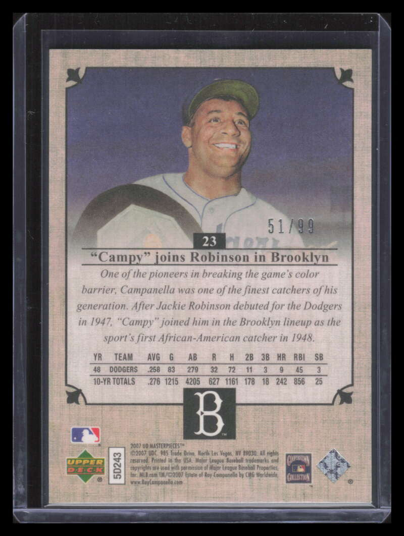 2007 UD Masterpieces Serious Black 23 Roy Campanella 51/99