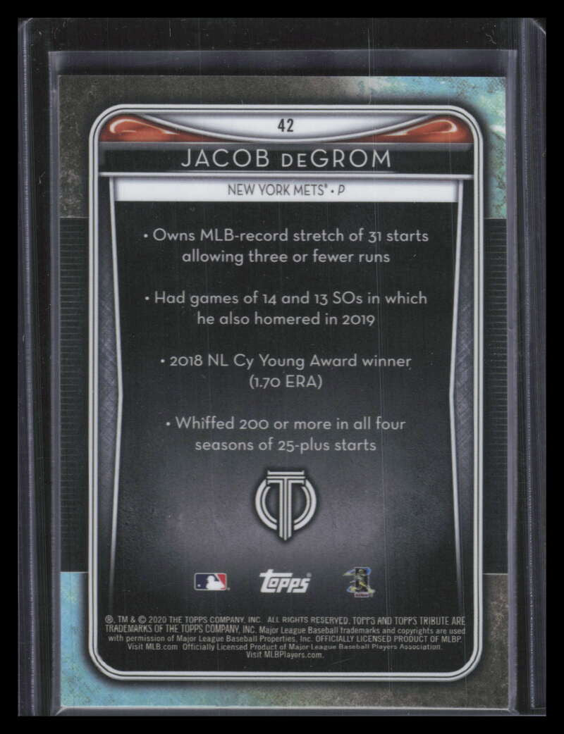 DELETE 162394 2020 Topps Tribute Purple 42 Jacob deGrom 4/50