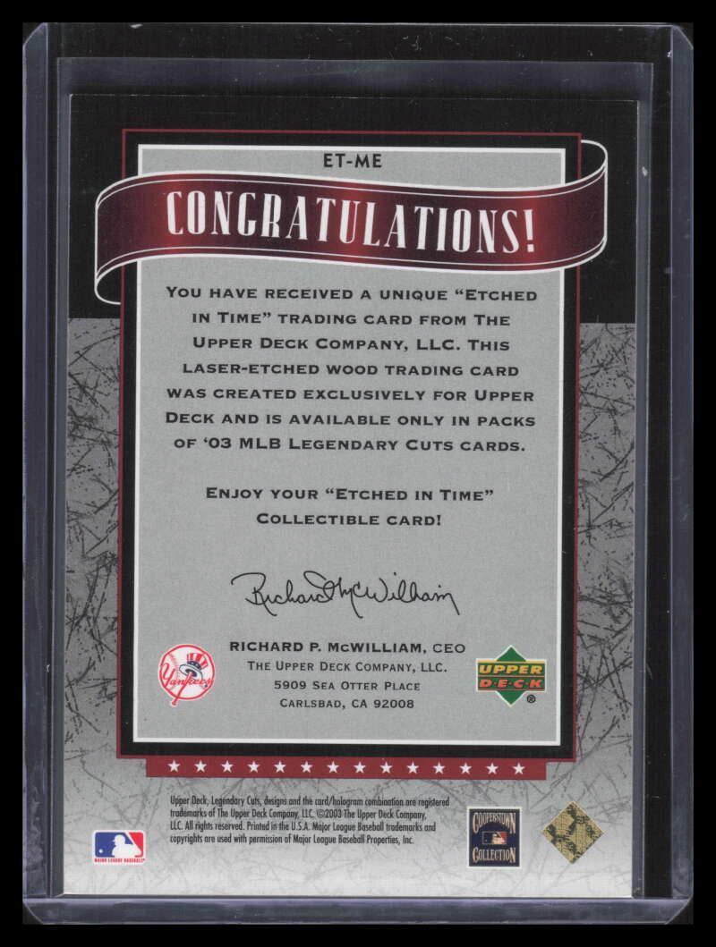 2003 SP Legendary Cuts Etched in Time 300 ME Mel Allen 286/300