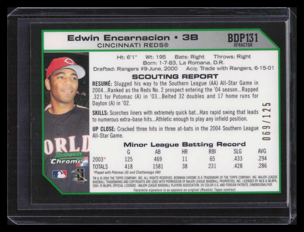 2004 Bowman Chrome Draft X-Fractor bdp131 Edwin Encarnacion 69/125
