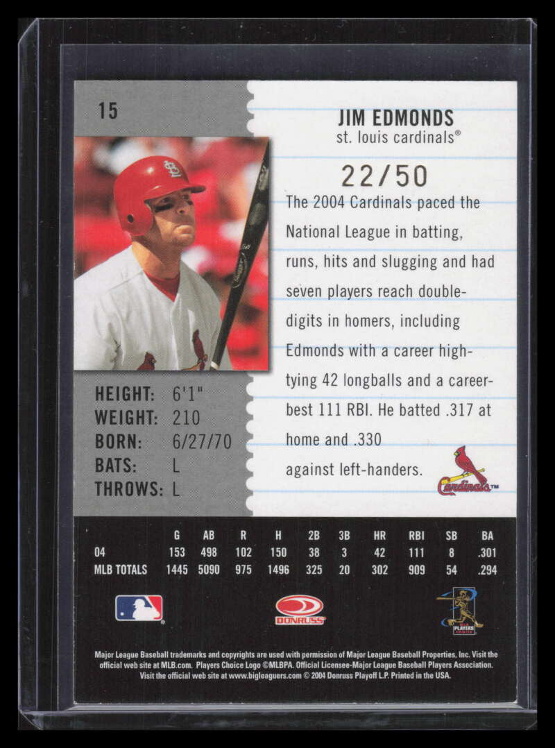 2005 Leaf Century Post Marks Gold 15 Jim Edmonds 22/50