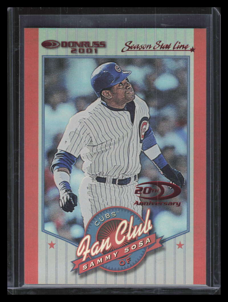 2001 Donruss Stat Line Season 217 Sammy Sosa FC 10/106 Fan Club