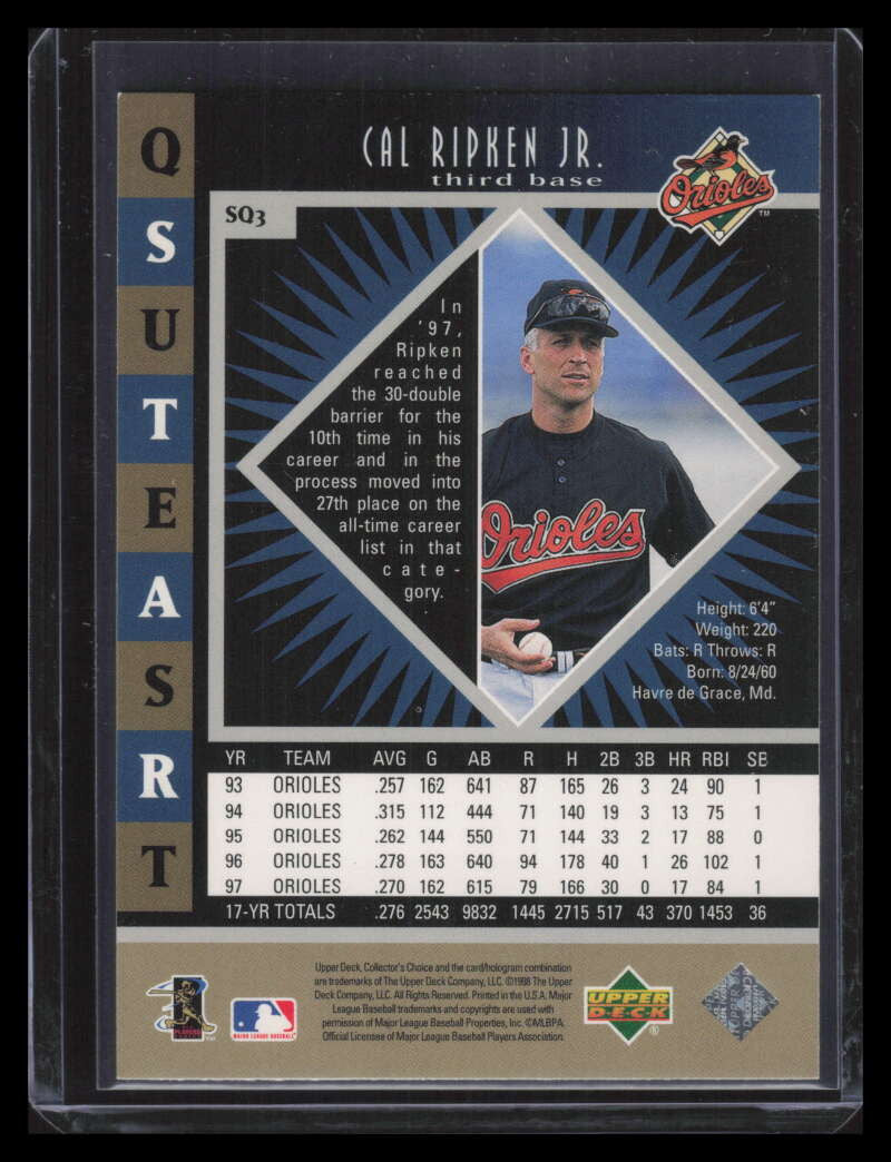 DELETE 162427 1998 Collector's Choice StarQuest Double 3 Cal Ripken Jr.