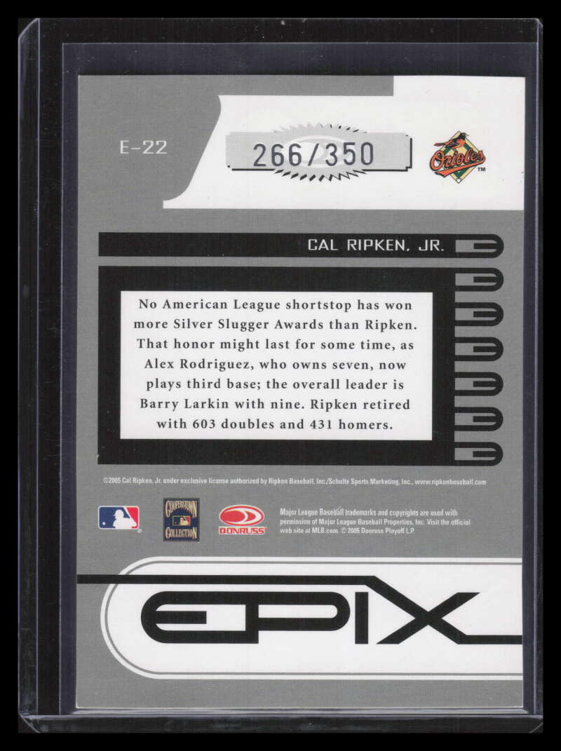 DELETE 162430 2005 Zenith Epix Blue Game 22 Cal Ripken Jr. 266/350