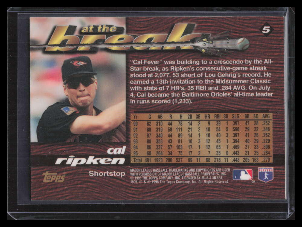 DELETE 162434 1995 Topps Traded Power Boosters 5 Cal Ripken Jr. At the Break