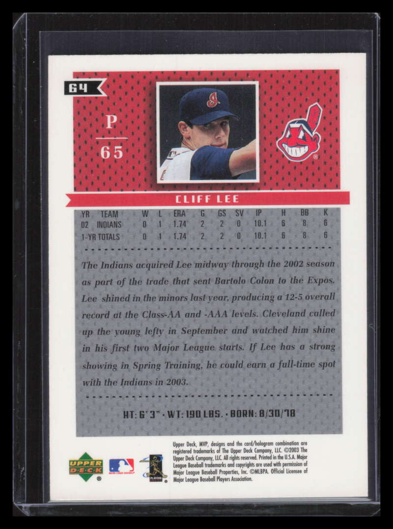 2003 Upper Deck MVP Gold 64 Cliff Lee 50/125