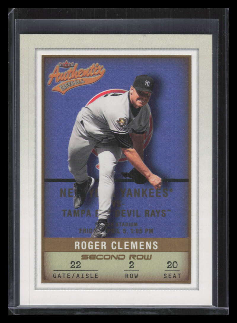 2002 Fleer Authentix Second Row 89 Roger Clemens 97/250