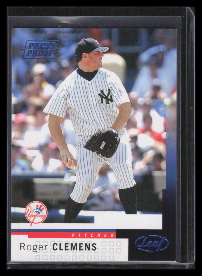 SOLD 162452 2004 Leaf Press Proofs Blue 63 Roger Clemens 98/100