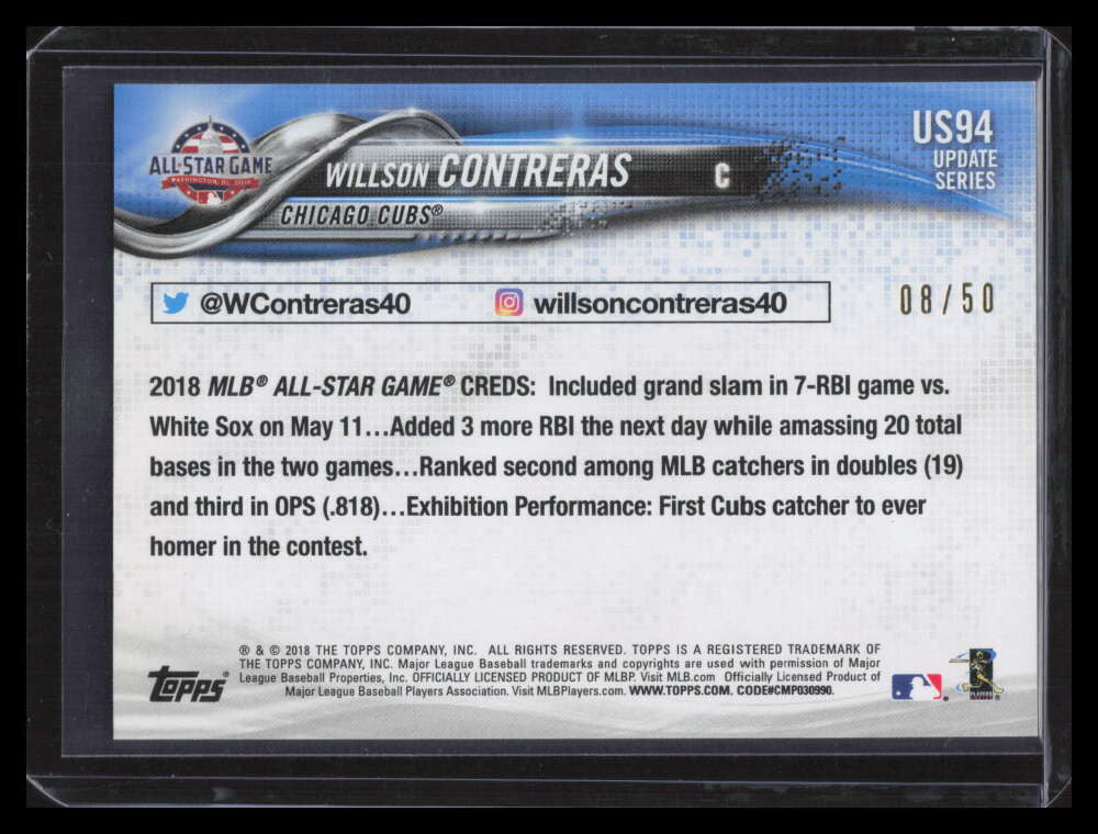 2018 Topps Update Father's Day Blue us94 Willson Contreras AS 8/50 All-Star Game