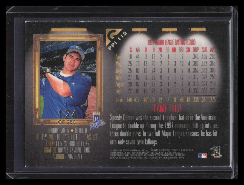 1998 Topps Gallery Player's Private Issue 112 Johnny Damon 124/250