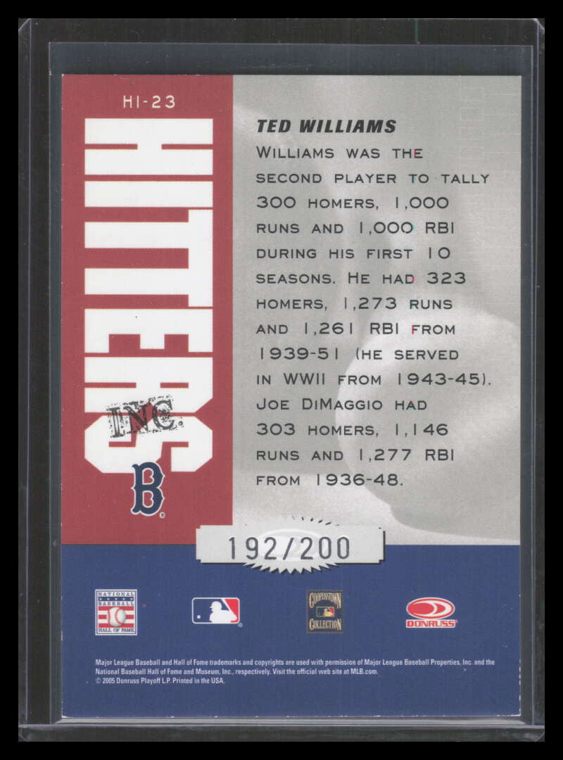 2005 Leather and Lumber Hitters Inc. Silver 23 Ted Williams 192/200