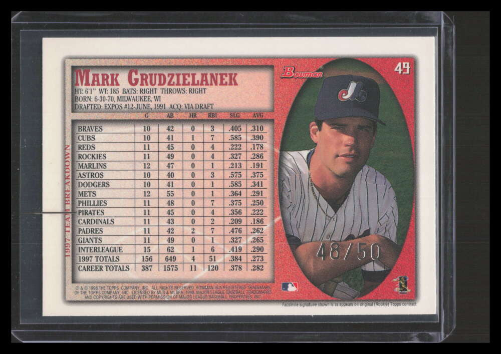 1998 Bowman Golden Anniversary 49 Mark Grudzielanek 48/50