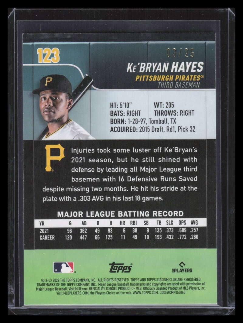 2022 Stadium Club Rainbow Foil 123 Ke'Bryan Hayes 3/25