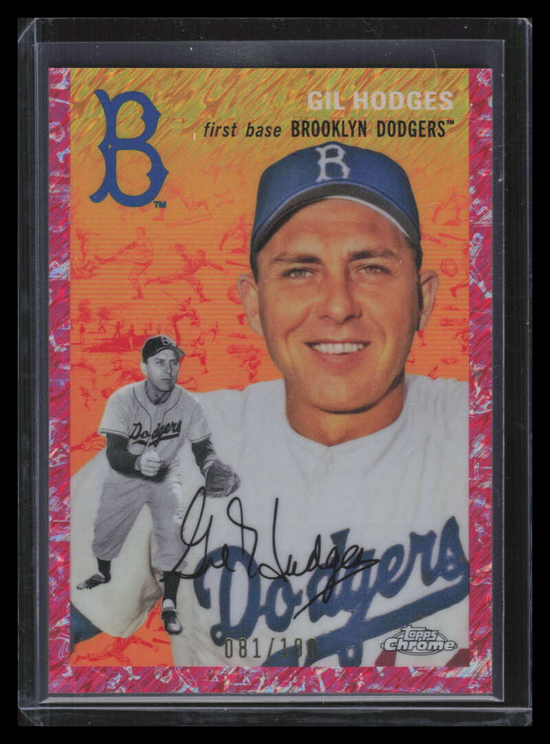 2023 Topps Chrome Platinum Toile Cream Fuchsia Refractor 447 Gil Hodges 81/100