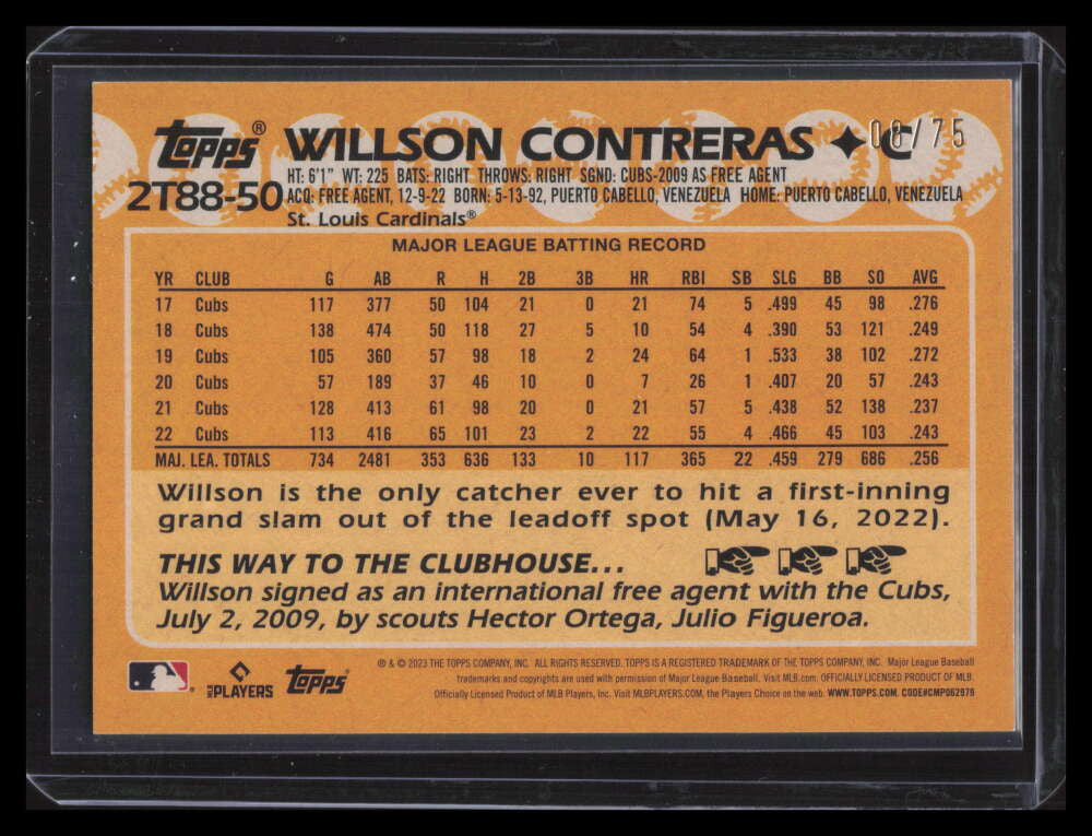 2023 Topps '88 Topps Series 2 Gold 2t8850 Willson Contreras 8/75