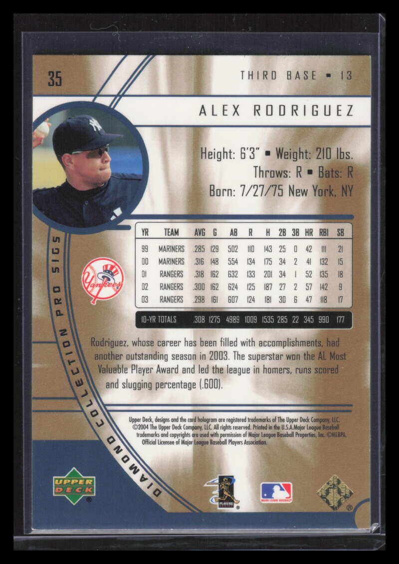 2004 UD Diamond Pro Sigs Gold 35 Alex Rodriguez Yanks