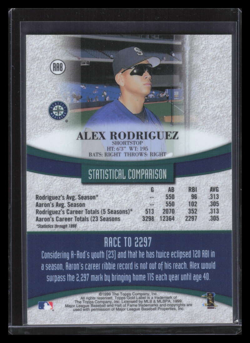 1999 Topps Gold Label Race to Aaron Black ra8 Alex Rodriguez 149001