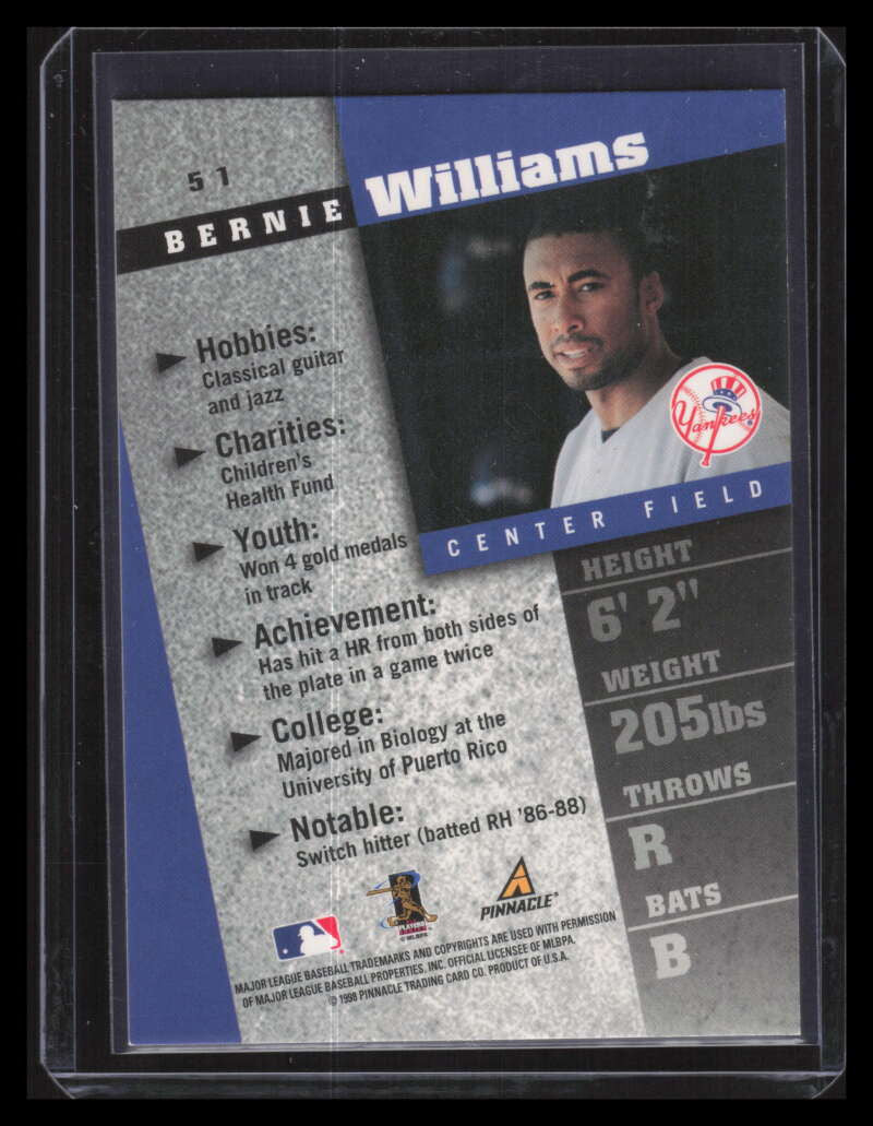 1998 Pinnacle Inside Diamond Edition 51 Bernie Williams 149006