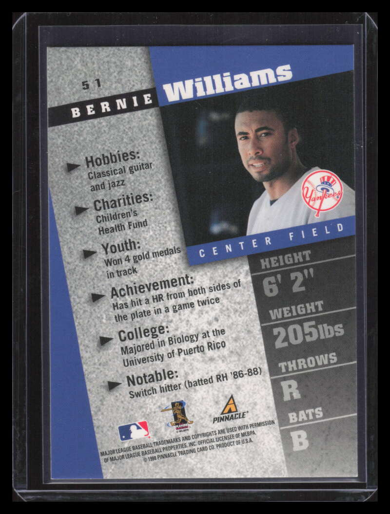 1998 Pinnacle Inside Diamond Edition 51 Bernie Williams 149010