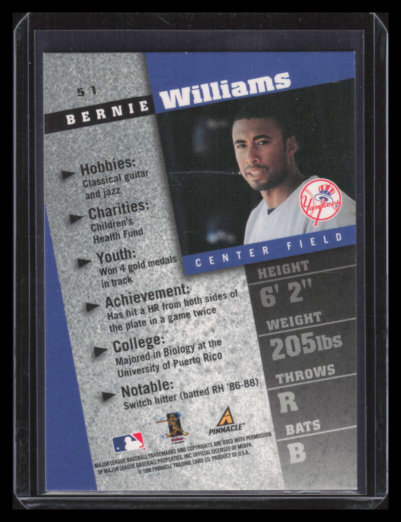 1998 Pinnacle Inside Diamond Edition 51 Bernie Williams 149012