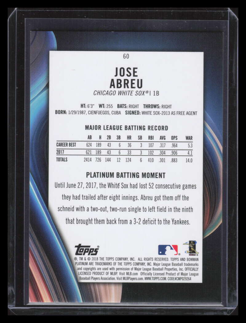 2018 Bowman Platinum Orange 60 Jose Abreu 12/25