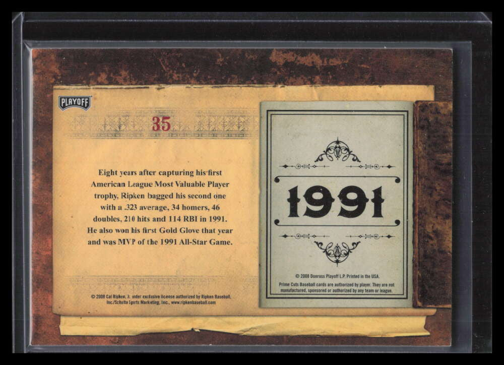 DELETE 162532 2008 Prime Cuts Biography 35 Cal Ripken Jr.