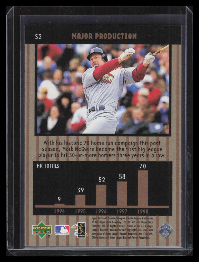 1999 Upper Deck Ovation Major Production s2 Mark McGwire ID: 162540