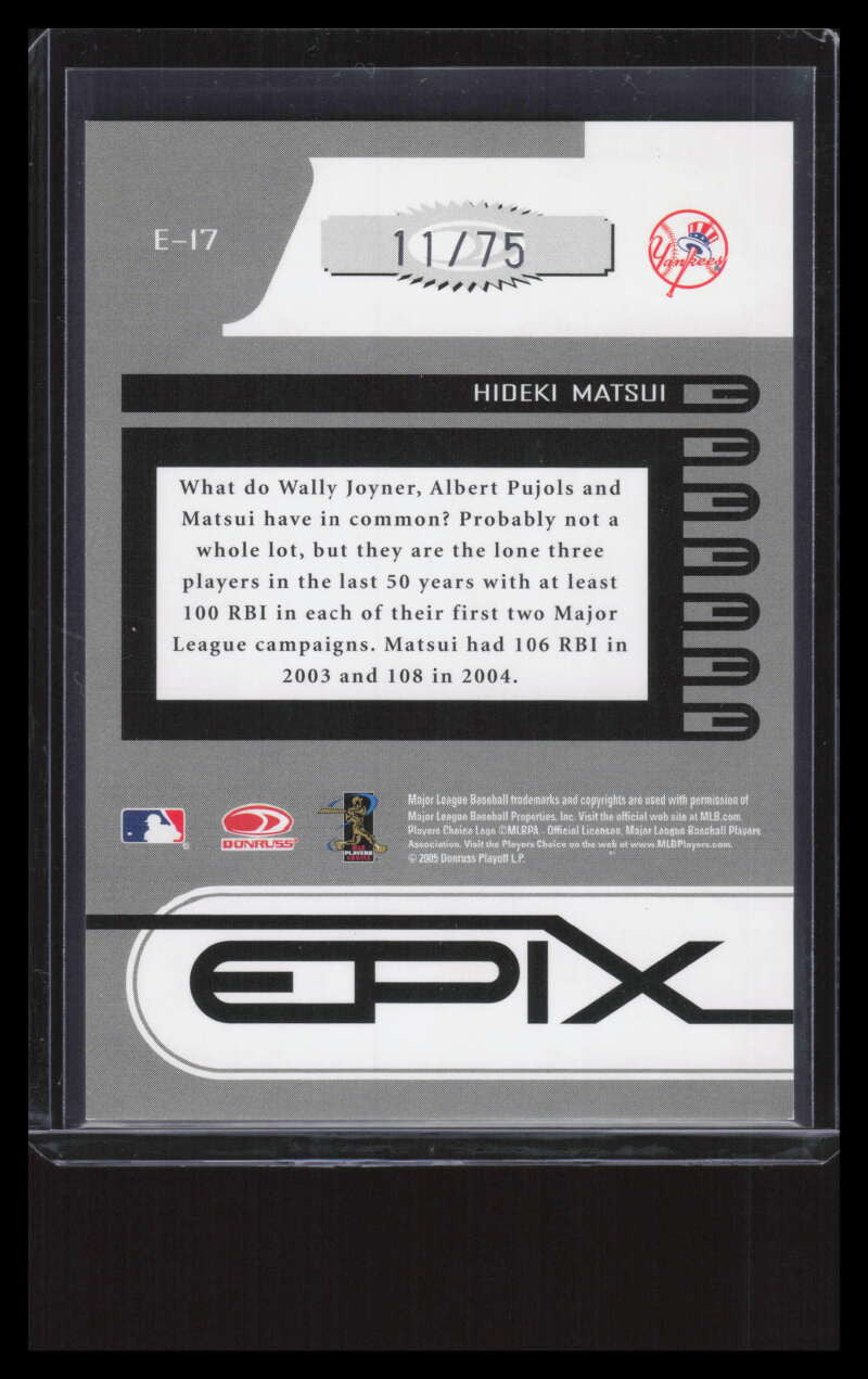 2005 Zenith Epix Black Game 17 Hideki Matsui 11/75