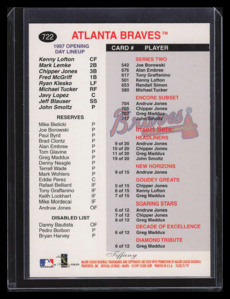 1997 Fleer Tiffany 722 Greg Maddux CL Checklist 149213