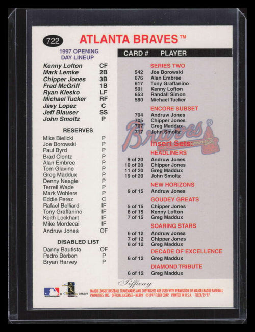 1997 Fleer Tiffany 722 Greg Maddux CL Checklist 149213