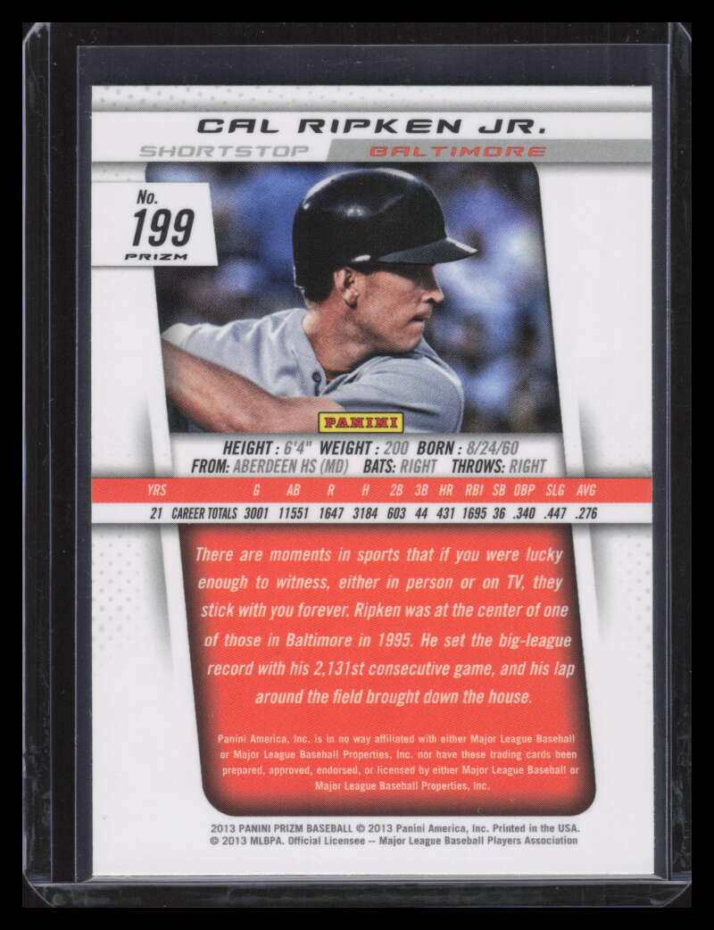DELETE 162563 2013 Panini Prizm Prizms Red Pulsar Refractor 199 Cal Ripken Jr.