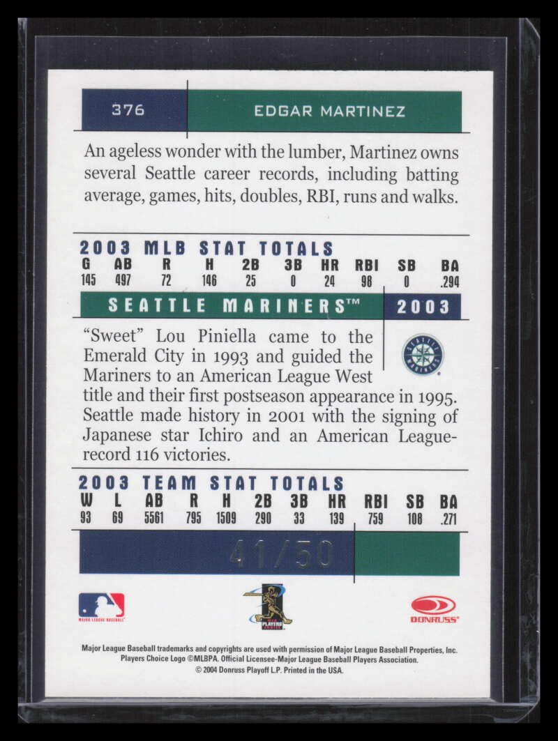 2004 Donruss Team Heroes Showdown Silver 376 Edgar Martinez 41/50