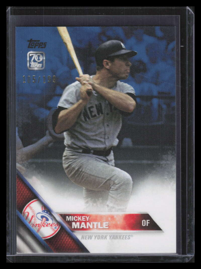 SOLD 162573 2021 Topps X Mickey Mantle Yankee Blue 45 Mickey Mantle 2016 Topps 105/199
