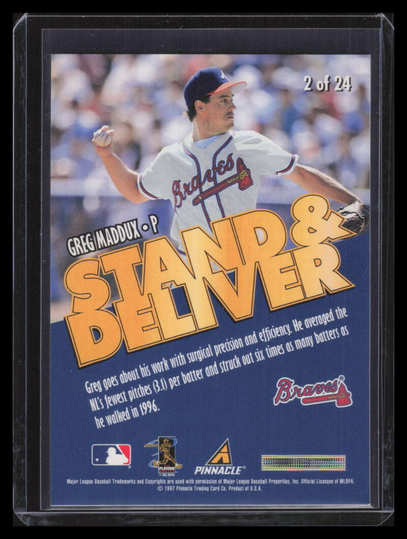 1997 Score Stand and Deliver Silver Gold Letters 2 Greg Maddux