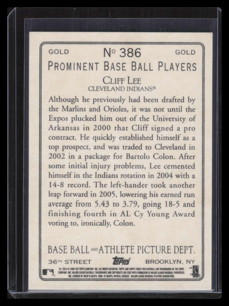 2006 Topps Turkey Red Gold 386 Cliff Lee