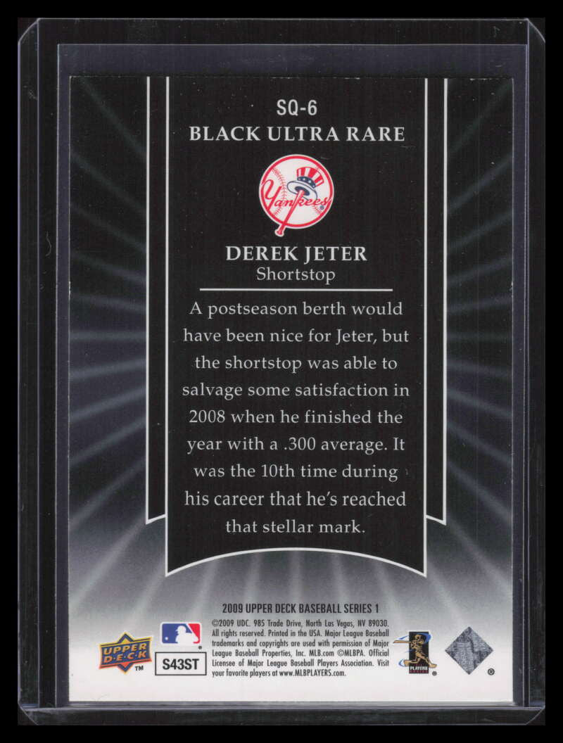 2009 Upper Deck StarQuest Ultra Rare Black sq6 Derek Jeter
