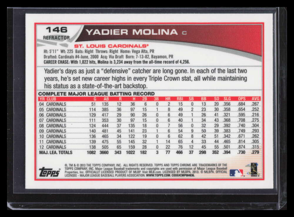 2013 Topps Chrome X-Fractor 146 Yadier Molina w/ Adam Wainwright
