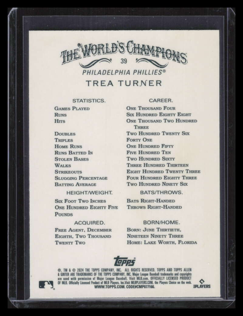 2024 Topps Allen and Ginter Chrome X-Fractor 39 Trea Turner