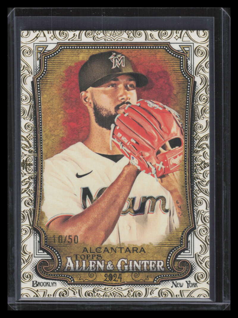 2024 Topps Allen and Ginter Gold Foil Filigree 22 Sandy Alcantara 10/50